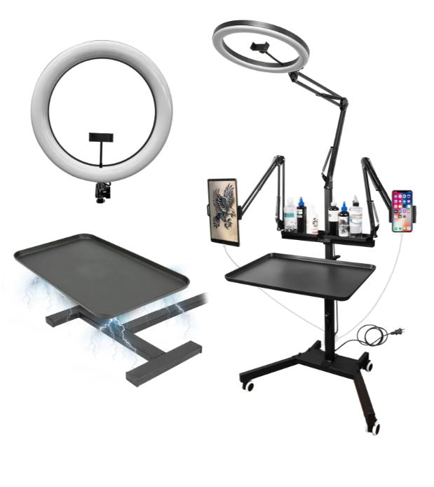 Taidu X2 Multi-Function Workbench with Ring Light and Phone Holder - Tattoo Furniture - Mithra Tattoo Supplies Canada
