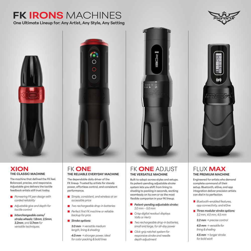 FK Irons One Adjust Wireless Tattoo Machine - Gun Metal - Tattoo Machine - Mithra Tattoo Supplies Canada